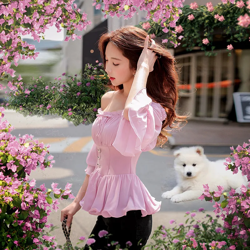 Dabuwawa Spring Off Shoulder Ruffles Chiffon Blouses for Girls Women New Pink Sweet Flare Sleeve Elegant Shirts Top D18CCF006
Dabuwawa Spring Off Shoulder Ruffles Chiffon Blouses for Girls Women New Pink Sweet Flare Sleeve Elegant Shirts Top D18CCF006