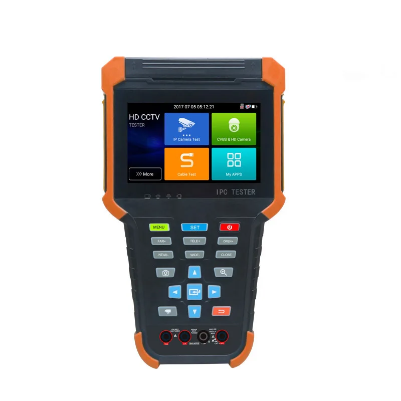 800*480 Resilution screen 4K IP Camera Tester IP CVBS 2 in one CCTV tester with RJ45 UTP cable test, Multimeter,PTZ ,Wifi, POE 
800*480 Resilution screen 4K IP Camera Tester IP CVBS 2 in one CCTV tester with RJ45 UTP cable test, Multimeter,PTZ ,Wifi, POE