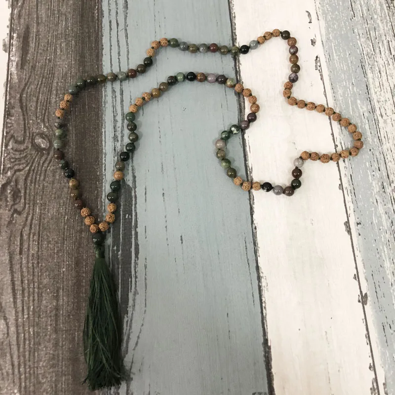 J-asper Mala Necklace 108 Bead India A-gate Hand Knotted Tassel Necklace Rudraksha Meditation beads chakra jewelry
J-asper Mala Necklace 108 Bead India A-gate Hand Knotted Tassel Necklace Rudraksha Meditation beads chakra jewelry