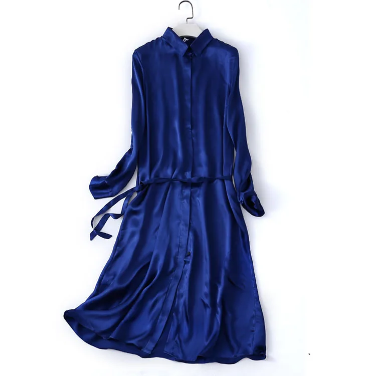 Women Summer Silk Dress Vintage Solid Natural silk dresses Elegant sapphire Dress Casual holiday real silk long shirt dress
Women Summer Silk Dress Vintage Solid Natural silk dresses Elegant sapphire Dress Casual holiday real silk long shirt dress