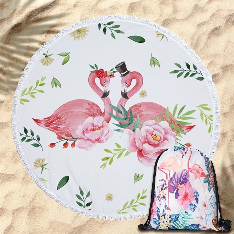 Funny Lovely Flamingo Summer Round Beach Towel With Tassels 450g Microfiber Bath Towels With Travel Storage Bag Backpack
Funny Lovely Flamingo Summer Round Beach Towel With Tassels 450g Microfiber Bath Towels With Travel Storage Bag Backpack