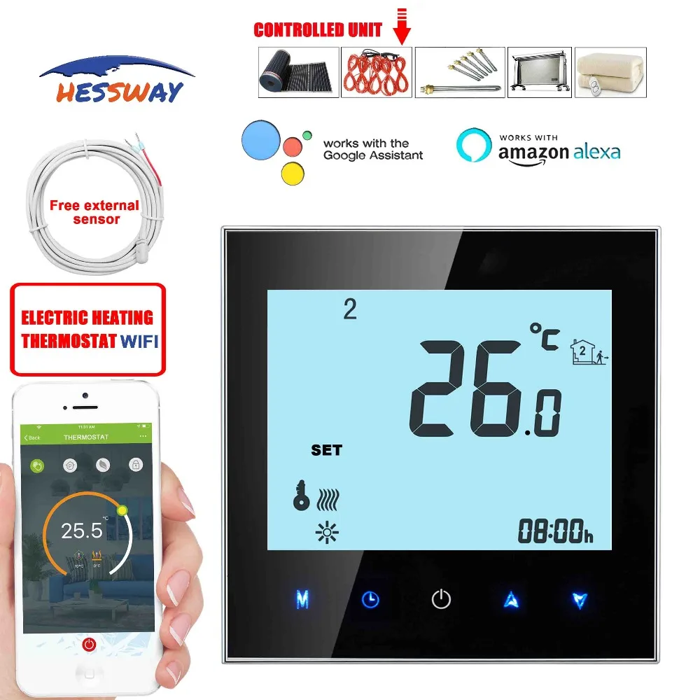 HESSWAY TUYA APP IVR temperature controller room heating thermostat WIFI Dual sensor for Works with Alexa Google home
HESSWAY TUYA APP IVR temperature controller room heating thermostat WIFI Dual sensor for Works with Alexa Google home