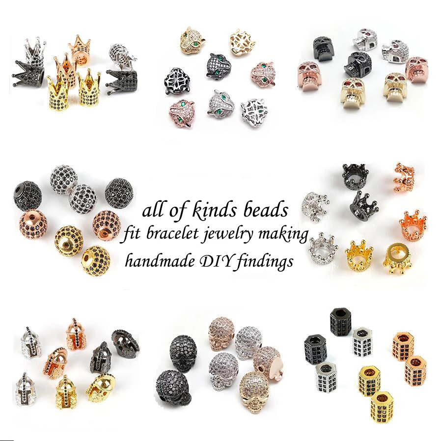 CZ Crystal Spacer Beads Copper Charm Round Crown Leopard Skull Beads for Bracelet Jewelry Making DIY Findings Wholesale
CZ Crystal Spacer Beads Copper Charm Round Crown Leopard Skull Beads for Bracelet Jewelry Making DIY Findings Wholesale