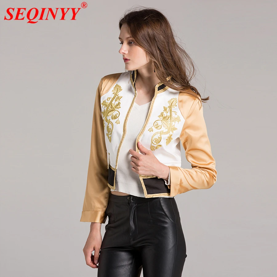 Contrasting Embroidery Bomber Jacket 2017 Autumn Fashion High Quality Gold Embroidered Women High Street Open Stitch Short Coat
Contrasting Embroidery Bomber Jacket 2017 Autumn Fashion High Quality Gold Embroidered Women High Street Open Stitch Short Coat
