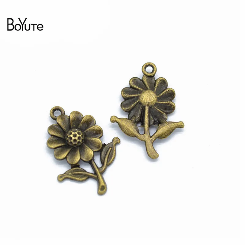 BoYuTe (50 PiecesLot) Metal Alloy 2818MM Sunflower Pendant Charms for Jewelry Making Diy Hand Made Accessories Wholesale (1)