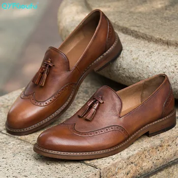QYFCIOUFU Vintage Genuine Leather Men Wedding Party Black Brown Dress Shoe Fashion Slip On Round Toe Tassel Loafer Male Footwear
QYFCIOUFU Vintage Genuine Leather Men Wedding Party Black Brown Dress Shoe Fashion Slip On Round Toe Tassel Loafer Male Footwear