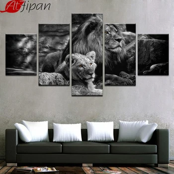 Modular Canvas Wall Art Printed Poster Home Decor Frame 5 Pieces Black White Animal Pictures King Of The Forest Lions Painting
Modular Canvas Wall Art Printed Poster Home Decor Frame 5 Pieces Black White Animal Pictures King Of The Forest Lions Painting