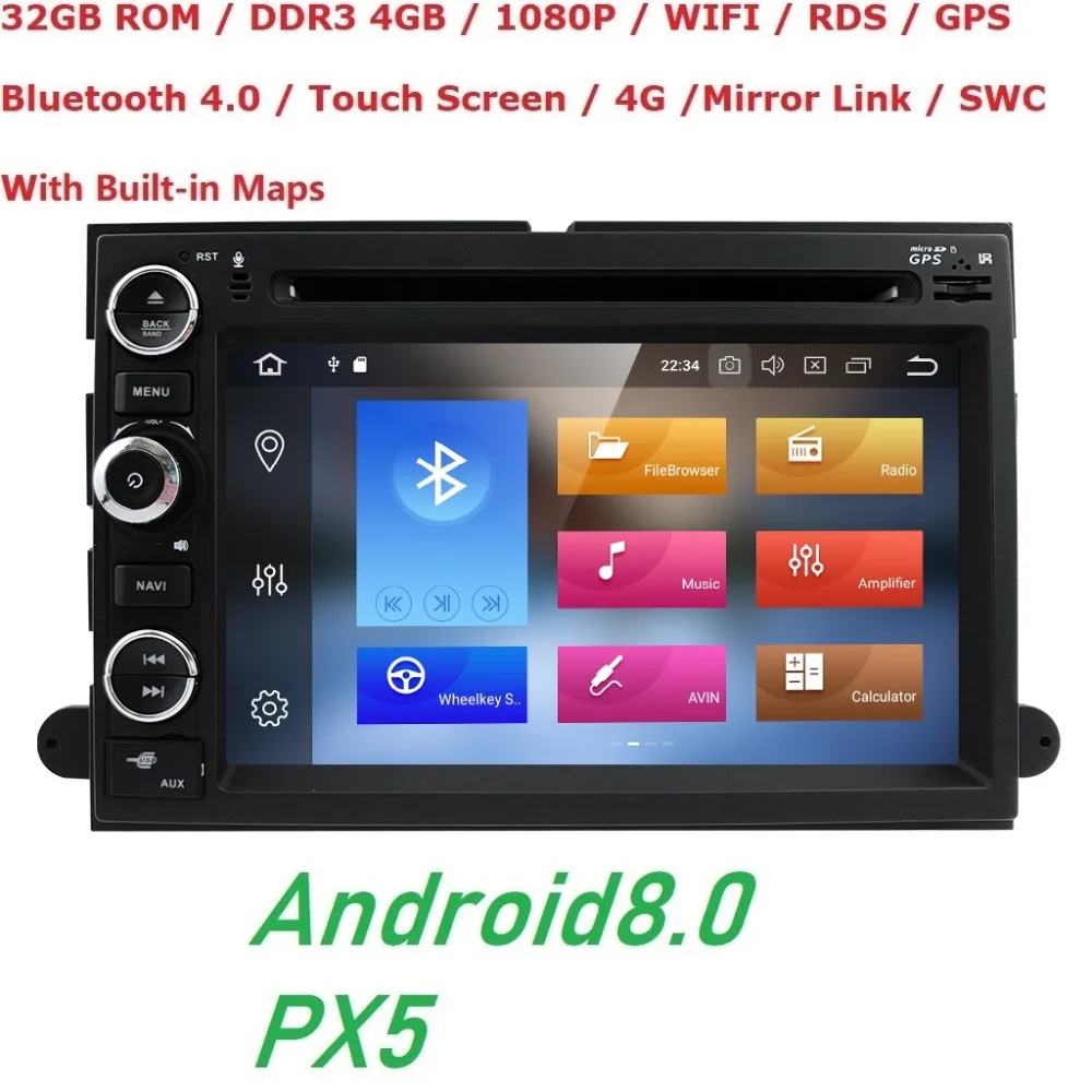Android 8.0 4GB RAM Fit Ford F150 F250/350/Edge/Fusion/Mustang in Dash DVD Player GPS Navigation Stereo Radio BT Steering Wheel |