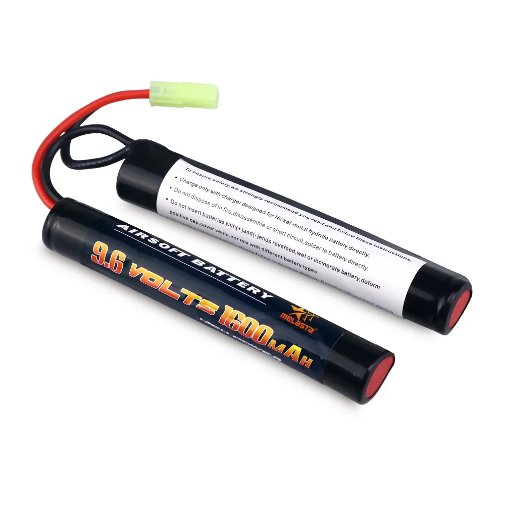 Melasta 9.6V NiMH 1600mAh Butterfly Mini Battery Pack with Mini Tamiya Connector for airsoft guns, AEG #11423
Melasta 9.6V NiMH 1600mAh Butterfly Mini Battery Pack with Mini Tamiya Connector for airsoft guns, AEG #11423
