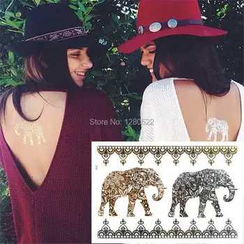 2 sheets Elephant Silver and Gold Metallic Tattoo Temporary Flash Tattoo Back Sticker Tatuagem
2 sheets Elephant Silver and Gold Metallic Tattoo Temporary Flash Tattoo Back Sticker Tatuagem