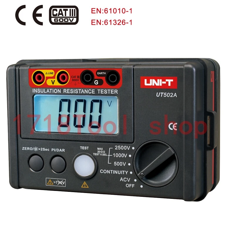 UNI T UT502A 2500v Digital Insulation Resistance Tester Megger Voltmeter Low Resistance /Continuity PI DAR Tester Lcd Backlight
UNI T UT502A 2500v Digital Insulation Resistance Tester Megger Voltmeter Low Resistance /Continuity PI DAR Tester Lcd Backlight