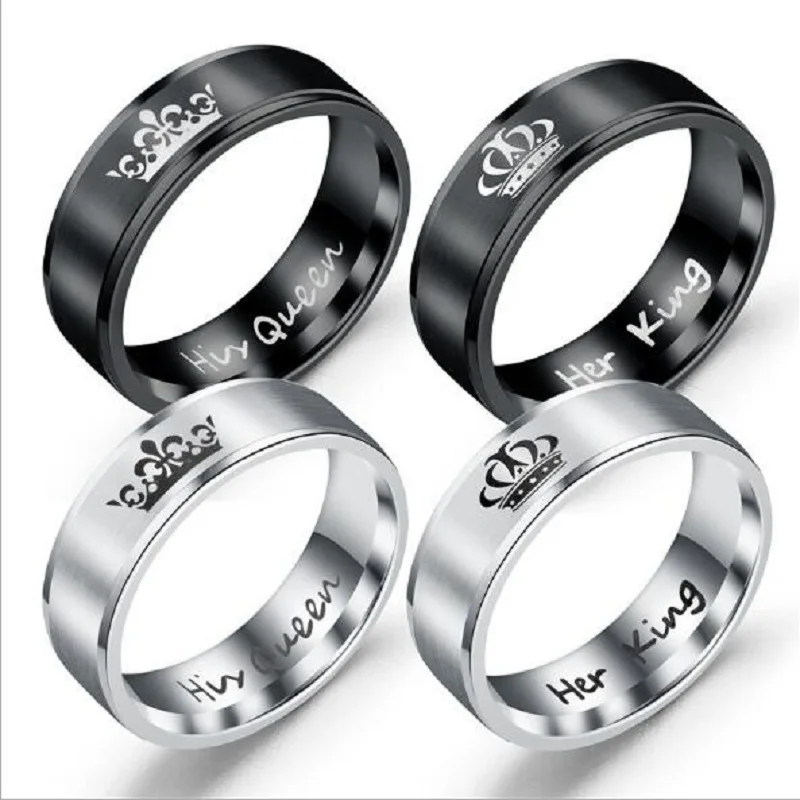 Fashion Stainless Steel Couple Rings Black And Silver Crown Her King His Queen Couple Jewelry Anniversary Valentine's Day Gifts
Fashion Stainless Steel Couple Rings Black And Silver Crown Her King His Queen Couple Jewelry Anniversary Valentine's Day Gifts