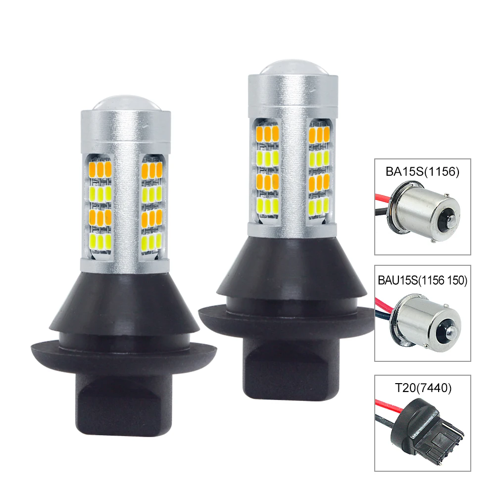 2pcs BA15S BAU15S 1156 T20 7440 LED Dual Color Car DRL Turn Signal Lamp 12V 42 SMD 2835 Auto Daytime Driving Light With Decoder
2pcs BA15S BAU15S 1156 T20 7440 LED Dual Color Car DRL Turn Signal Lamp 12V 42 SMD 2835 Auto Daytime Driving Light With Decoder