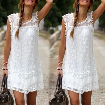 Women Lace Hollow Dress Ladies Summer Vintage Retro Short Mini Dress Lace Floral Sleeveless Frauen Evening Party Sundress White
Women Lace Hollow Dress Ladies Summer Vintage Retro Short Mini Dress Lace Floral Sleeveless Frauen Evening Party Sundress White