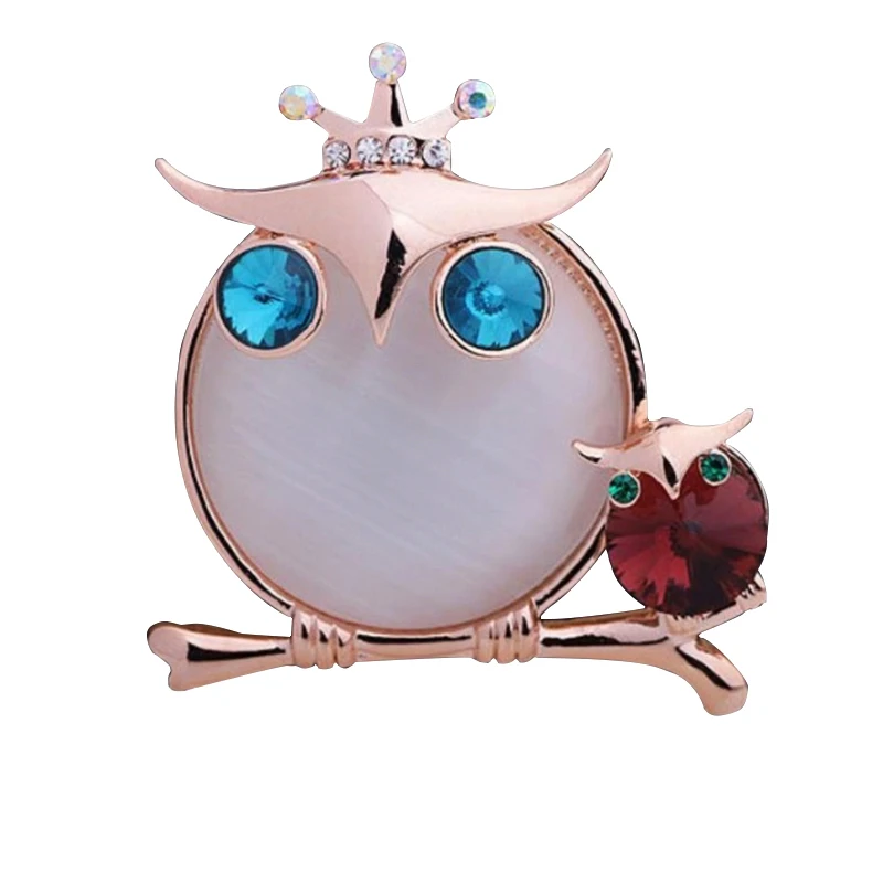 

OneckOha Dual Purpose Opal Stone Owl Brooch Pin Pashmina Scarf Clip Animal Pin Garment Accessories