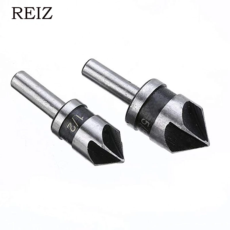 3REIZ 2pcs Countersink Drill Bit 82Degree Point Angle Chamfer Chamfering Countersinking Cutter 14 Round Shank Power Tool