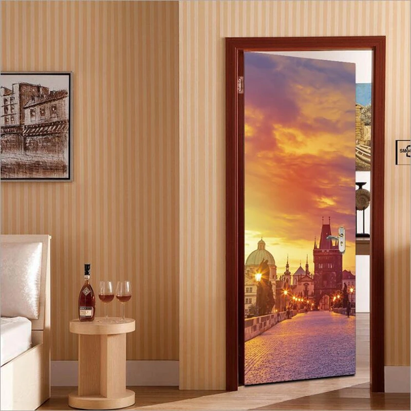 Новый очаровательный 3D творческая гостиная Гостиная декоративные Прага в закат