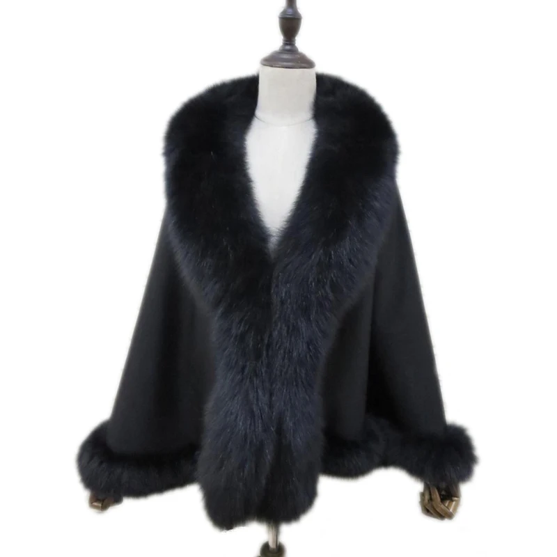 Women's Real Cashmere Winter Cape Semicircle Poncho Real Fox Fur Collar Cloak Coat 7 Colors Black Brown Gray
Women's Real Cashmere Winter Cape Semicircle Poncho Real Fox Fur Collar Cloak Coat 7 Colors Black Brown Gray