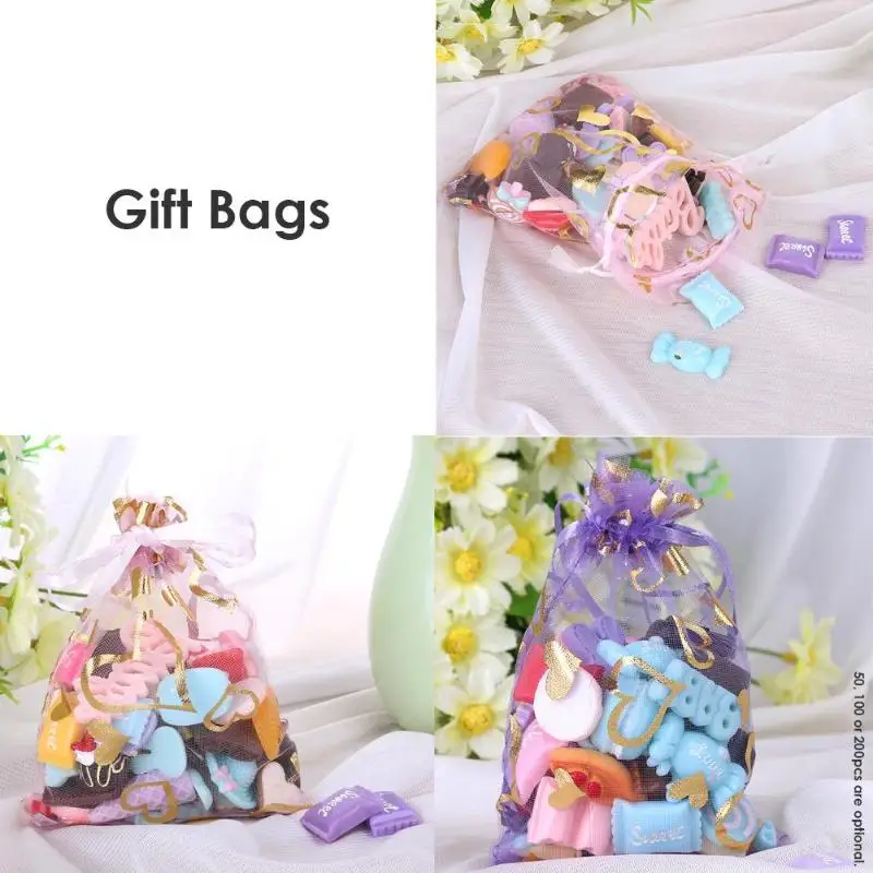 organza gift bag heart rose jewelry candy bag chocolate