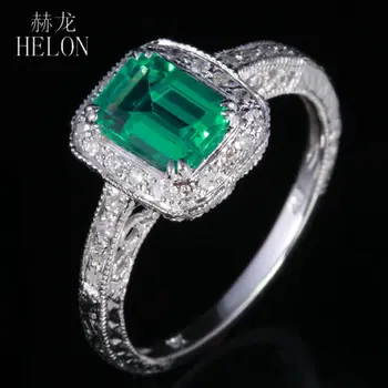 HELON 7X5mm Emerald Solid 14K White Gold Engagement Wedding 0.8ct Emerald Pave 0.2ct Diamonds Fine Ring Art Deco Women's Jewelry
HELON 7X5mm Emerald Solid 14K White Gold Engagement Wedding 0.8ct Emerald Pave 0.2ct Diamonds Fine Ring Art Deco Women's Jewelry