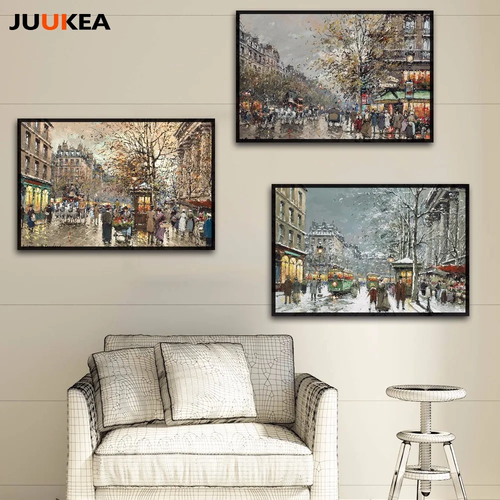 Classic European Town Street Canvas Oil Painting Print Poster, Snow-covered Landscape Wall Picture For Living Room, Home Decor 
Classic European Town Street Canvas Oil Painting Print Poster, Snow-covered Landscape Wall Picture For Living Room, Home Decor