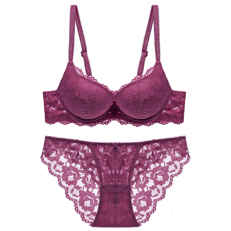 Flowers Lace Bra and Briefs Suits Durable Quality Underwear Factory Directly Sale-2