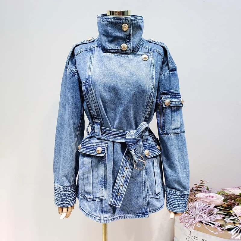 LANMREM Golden Button Turtleneck Vintage Thick Denim Jacket For Women 2019 Spring Long Sleeve Loose Casual Coat With Belt YH171
LANMREM Golden Button Turtleneck Vintage Thick Denim Jacket For Women 2019 Spring Long Sleeve Loose Casual Coat With Belt YH171