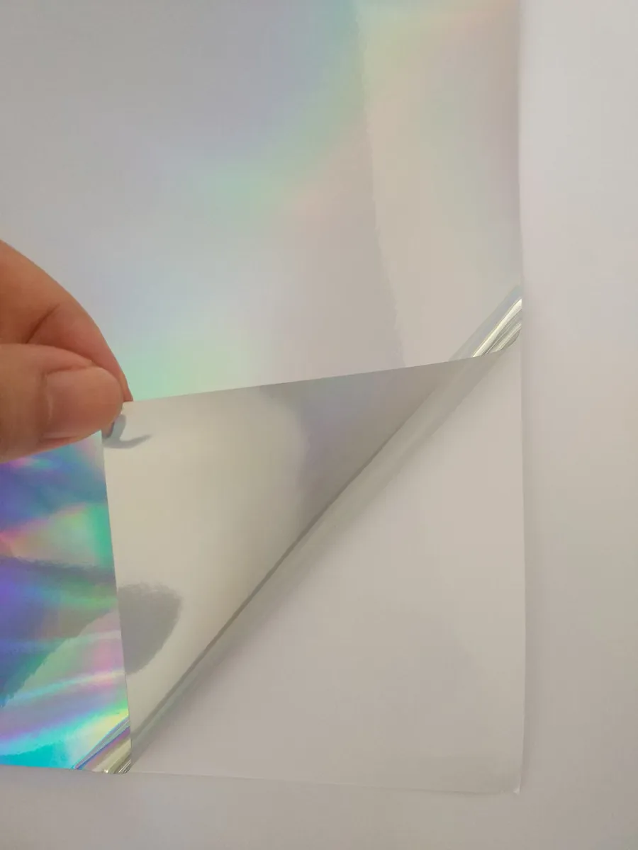 

80 Sheets A4 (21cm x 30cm) self-adhesive Sticker plain rainbow mirror reflection holographic PP Film for print Label logo