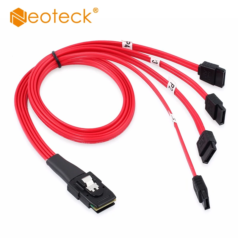 Фото Neoteck 2x Mini 10 Гбит/с SAS SFF 8087 36Pin на 4 SATA 7Pin HDD жесткий разделитель - купить