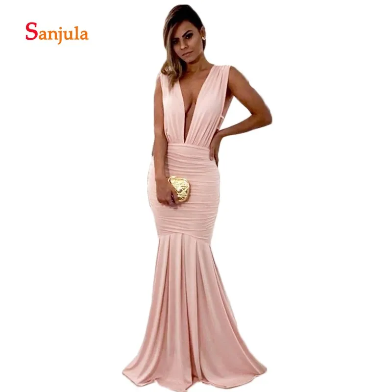 Deep V Neck Sexy Mermaid Prom Dresses Pink Chiffon Pleats Tank Long Evening Gowns Two Side Slit Party Dresses galajurken D463
Deep V Neck Sexy Mermaid Prom Dresses Pink Chiffon Pleats Tank Long Evening Gowns Two Side Slit Party Dresses galajurken D463