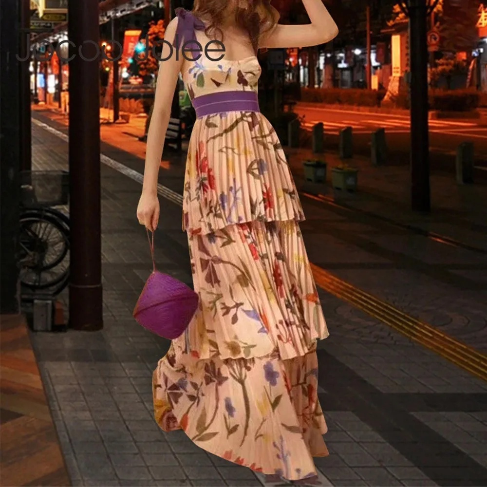 Jocoo Jolee Summer Floral Print Ruffle Long Dress Sexy Strap Bow Pleated Dress Casual High Waist Floor Length Boho Dresses
Jocoo Jolee Summer Floral Print Ruffle Long Dress Sexy Strap Bow Pleated Dress Casual High Waist Floor Length Boho Dresses