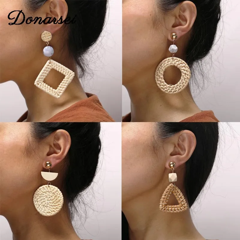 Donarsei Bohemia Geometric Wooden Rattan Earrings Women Ethnic Handmade Pearl Sea Shell Knit Drop Dangle Earrings Boho Jewelry
Donarsei Bohemia Geometric Wooden Rattan Earrings Women Ethnic Handmade Pearl Sea Shell Knit Drop Dangle Earrings Boho Jewelry