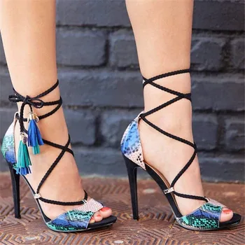 2019 SummeR Snake Print High Heels Designs Sandals Sexy Open Toe Lace Up High Heels Female Pumps Shoes woman Gladiator Sandals
2019 SummeR Snake Print High Heels Designs Sandals Sexy Open Toe Lace Up High Heels Female Pumps Shoes woman Gladiator Sandals