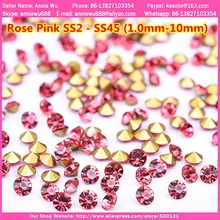 1440 pcs Rose Rosa Pedrinhas Apontado Voltar Pedrinhas Cristal Nail Art Crystal Glass Solta Svarosvki Kristal Original Unhas(China)