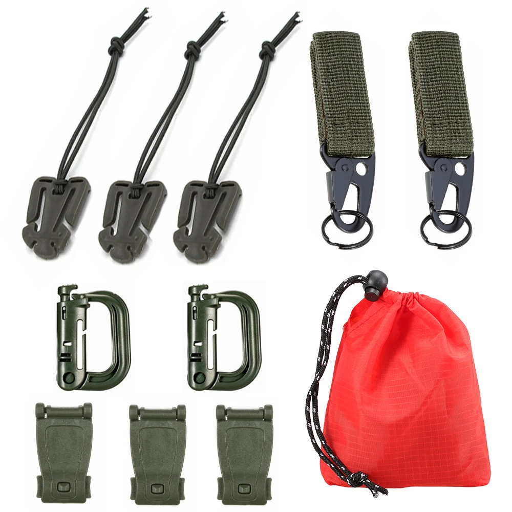 

11 Attachment Kit for Tactical Molle Bag Backpack Vest Belt D-Rings Web Dominators Buckles Straps Outdoor Tools