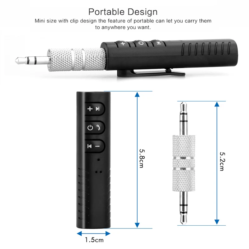 Universal 3.5mm jack Bluetooth Car Kit Hands free Music Audio Receiver Adapter Auto AUX Kit for Speaker Headphone Car Stereo