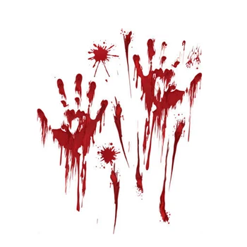 

Horror Decal Blood Handprint Glass Window Sticker Home Decor Removable Halloween Living Room Classroom Decorations Wall Stickers