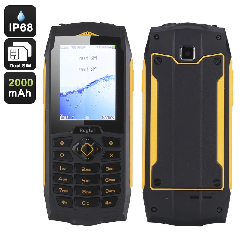 Оригинальный rugtel R1 IP68 прочный мобильный телефон 3 г Wi Fi Водонепроницаемый GSM