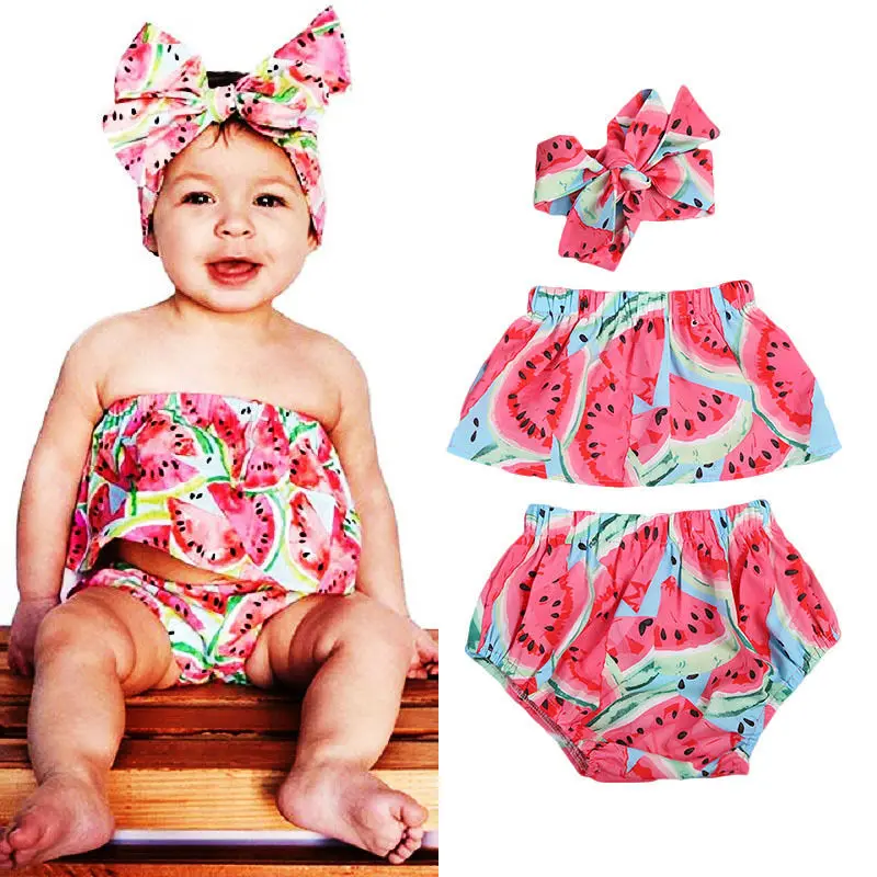 Fashion Infant Clothes Baby Girls Set 3pcs Watermelon Printed Off-Shoulder Shirt + Shorts + Headband Summer Baby Set
Fashion Infant Clothes Baby Girls Set 3pcs Watermelon Printed Off-Shoulder Shirt + Shorts + Headband Summer Baby Set