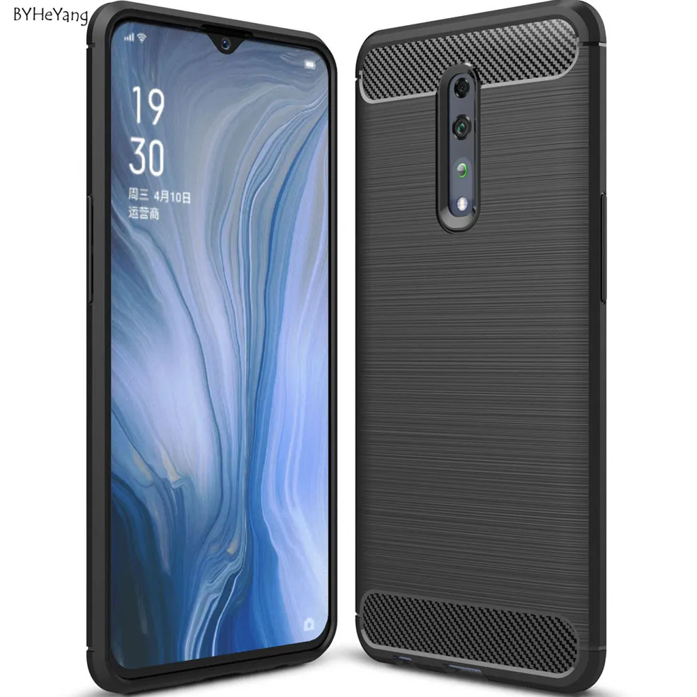 Для OPPO Reno Z чехол Coque из углеродного волокна Мягкий ТПУ силиконовый для телефона