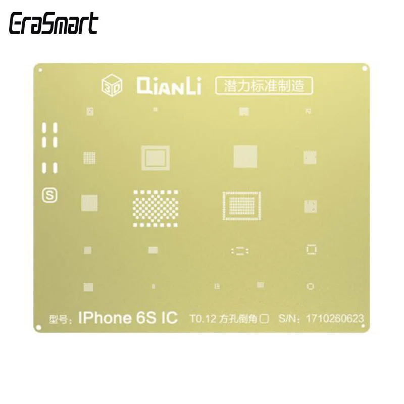 QIANLI IOS Golden 3D Steel Mesh NAND baseband IC 3D BGA Reballing Stencil for IPHONE 6S/6SP T0.12 net
QIANLI IOS Golden 3D Steel Mesh NAND baseband IC 3D BGA Reballing Stencil for IPHONE 6S/6SP T0.12 net
