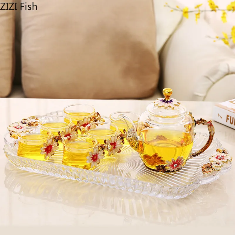 Creative Transparent Glass Tea Set Flower Teacup Seven-piece Set Chinese Style Household Tea Set Suit
Creative Transparent Glass Tea Set Flower Teacup Seven-piece Set Chinese Style Household Tea Set Suit