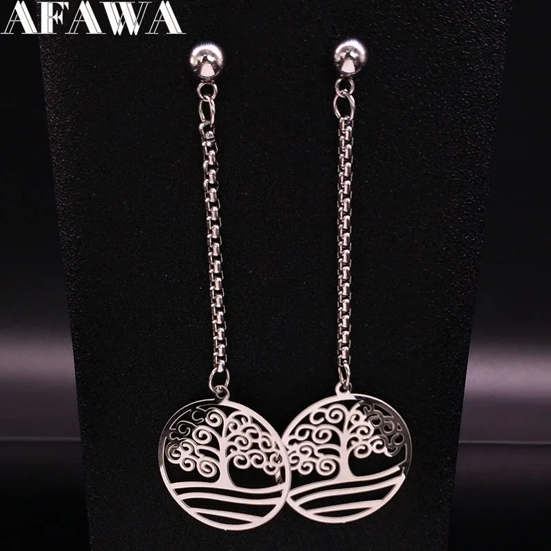 2019 Fashion Stainless Steel Stud Earrings Women Silver Color Tree of Life Long Earrings Jewelry pendientes mujer moda E612680
2019 Fashion Stainless Steel Stud Earrings Women Silver Color Tree of Life Long Earrings Jewelry pendientes mujer moda E612680