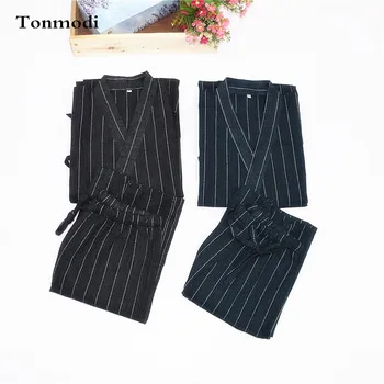 Kimono Pajamas For Men 100% Cotton Cloth Kimono Stripe Robe Short-Sleeve Half Pants Pyjamas Men Lounge Pajama Set
Kimono Pajamas For Men 100% Cotton Cloth Kimono Stripe Robe Short-Sleeve Half Pants Pyjamas Men Lounge Pajama Set