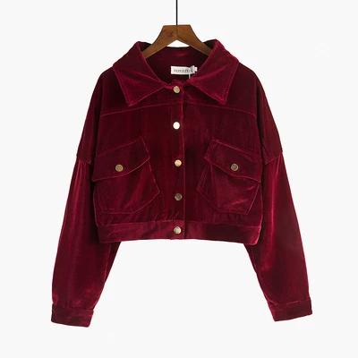 Burgundy corduroy jacket short women's loose jacket High street Vintage Basic Jackets Chaqueta Mujer Casaco Jaqueta Feminina QT1
Burgundy corduroy jacket short women's loose jacket High street Vintage Basic Jackets Chaqueta Mujer Casaco Jaqueta Feminina QT1