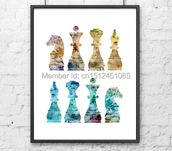 Turquoise Beige Chess Figures