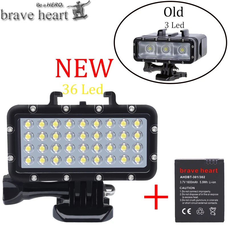 NEW Go pro Hero 5 36 LED Beads Diving Lamp Waterproof Light For Gopro 6 5 4 Xiaomi Yi 4K+yi Lite mijia SJCAM SJ8 Accessories
NEW Go pro Hero 5 36 LED Beads Diving Lamp Waterproof Light For Gopro 6 5 4 Xiaomi Yi 4K+yi Lite mijia SJCAM SJ8 Accessories