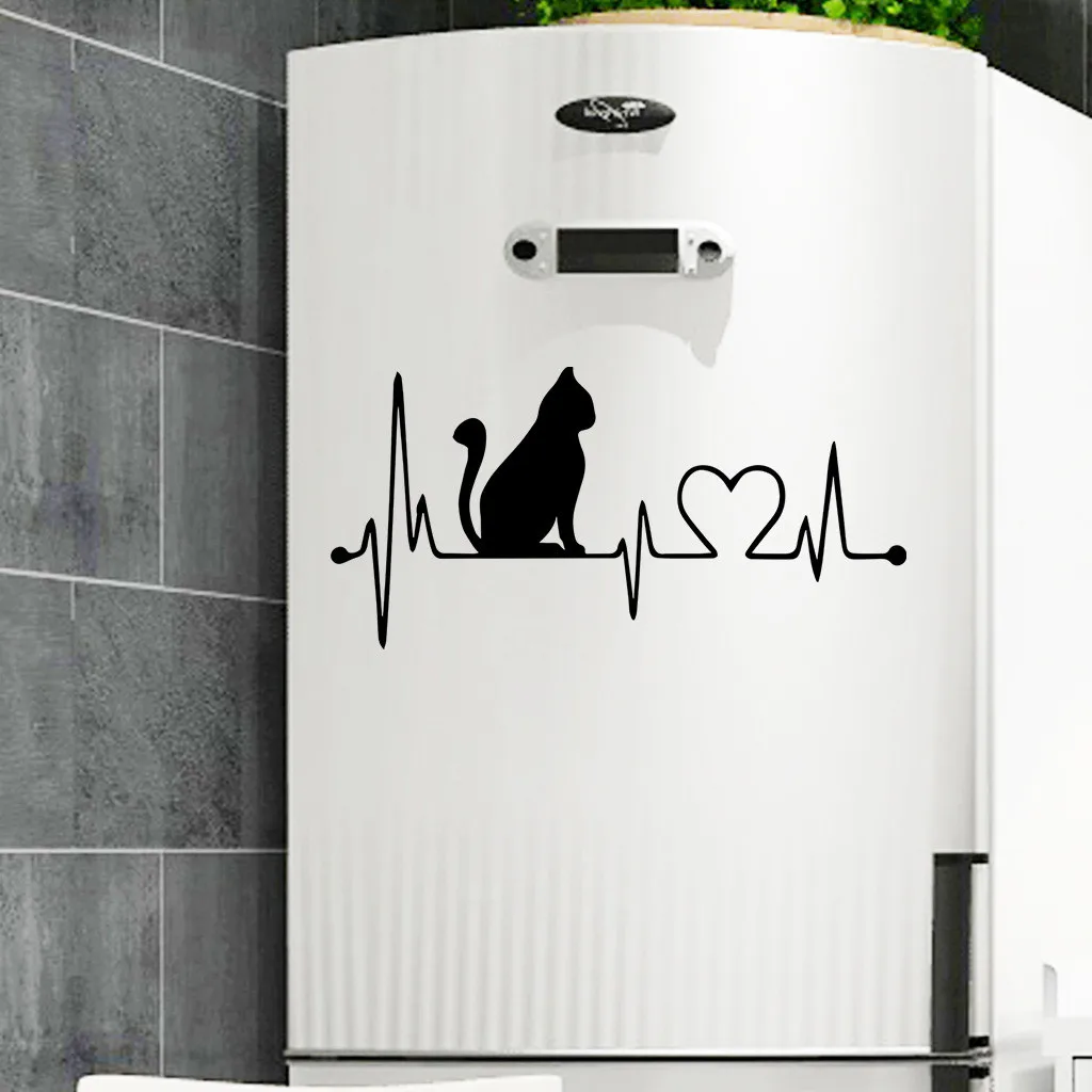 Wall sticker home Black Carved Cat Heartbeat Wall Sticker Fridge sticker wardrobe bathroom decoration PVC wall decal L0604
Wall sticker home Black Carved Cat Heartbeat Wall Sticker Fridge sticker wardrobe bathroom decoration PVC wall decal L0604