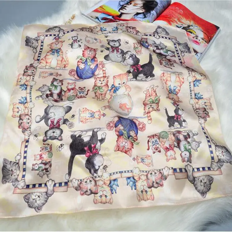 HANSCARF Cute Cats Printed Bandana 100% Satin Silk Scarf Small Square Silk Scarf Women Neckerchief Bag Handle Scarf
HANSCARF Cute Cats Printed Bandana 100% Satin Silk Scarf Small Square Silk Scarf Women Neckerchief Bag Handle Scarf
