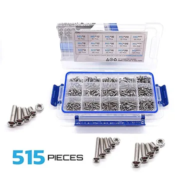515PCS 304 Stainless Steel Screw and Nut M3 M4 M5 Metric Socket Head Bolt and Nut Assortment Set
515PCS 304 Stainless Steel Screw and Nut M3 M4 M5 Metric Socket Head Bolt and Nut Assortment Set